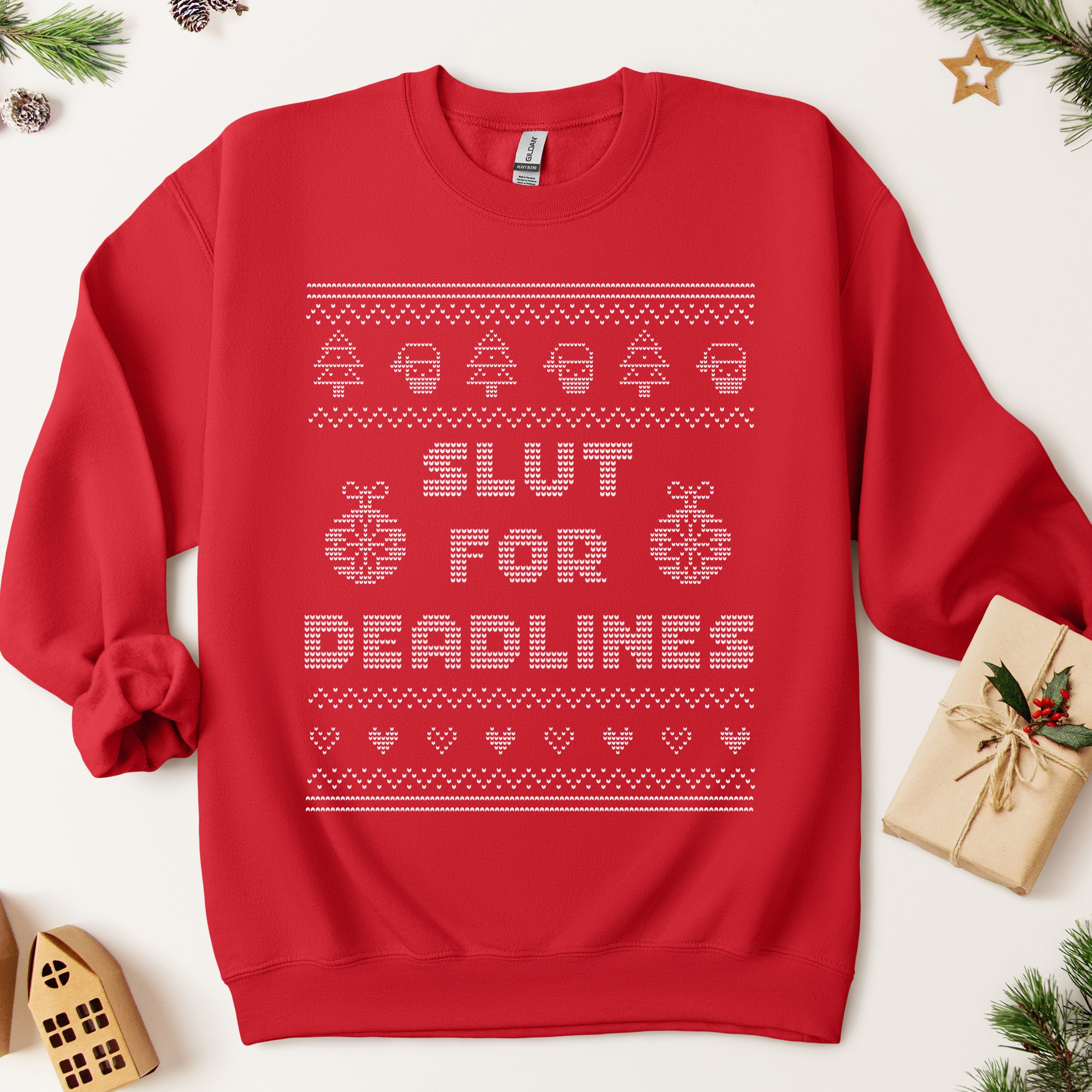 Slut For Deadlines Ugly Christmas Sweatshirt